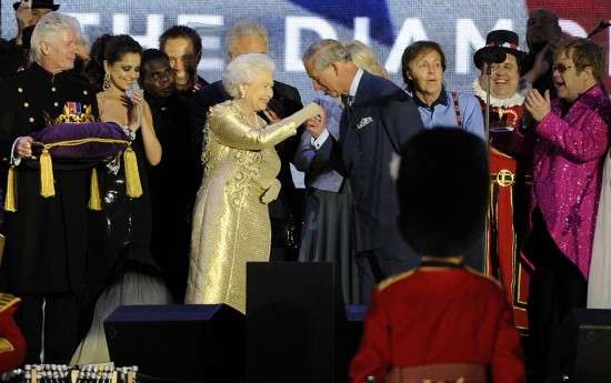HM Queen Elizabeth II, HRH Prince Charles, Sir Paul McCartney and Sir Elton John