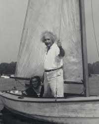 Einstein on his sailboat Tinef