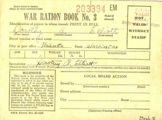 Front of War Ration Book No 3--AB