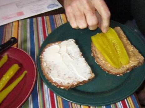 Peanut Butter, Mayo and Dill Pickle Sandwich