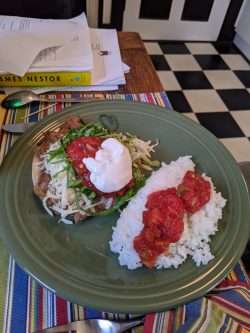 Tostada with Rice and Salsa