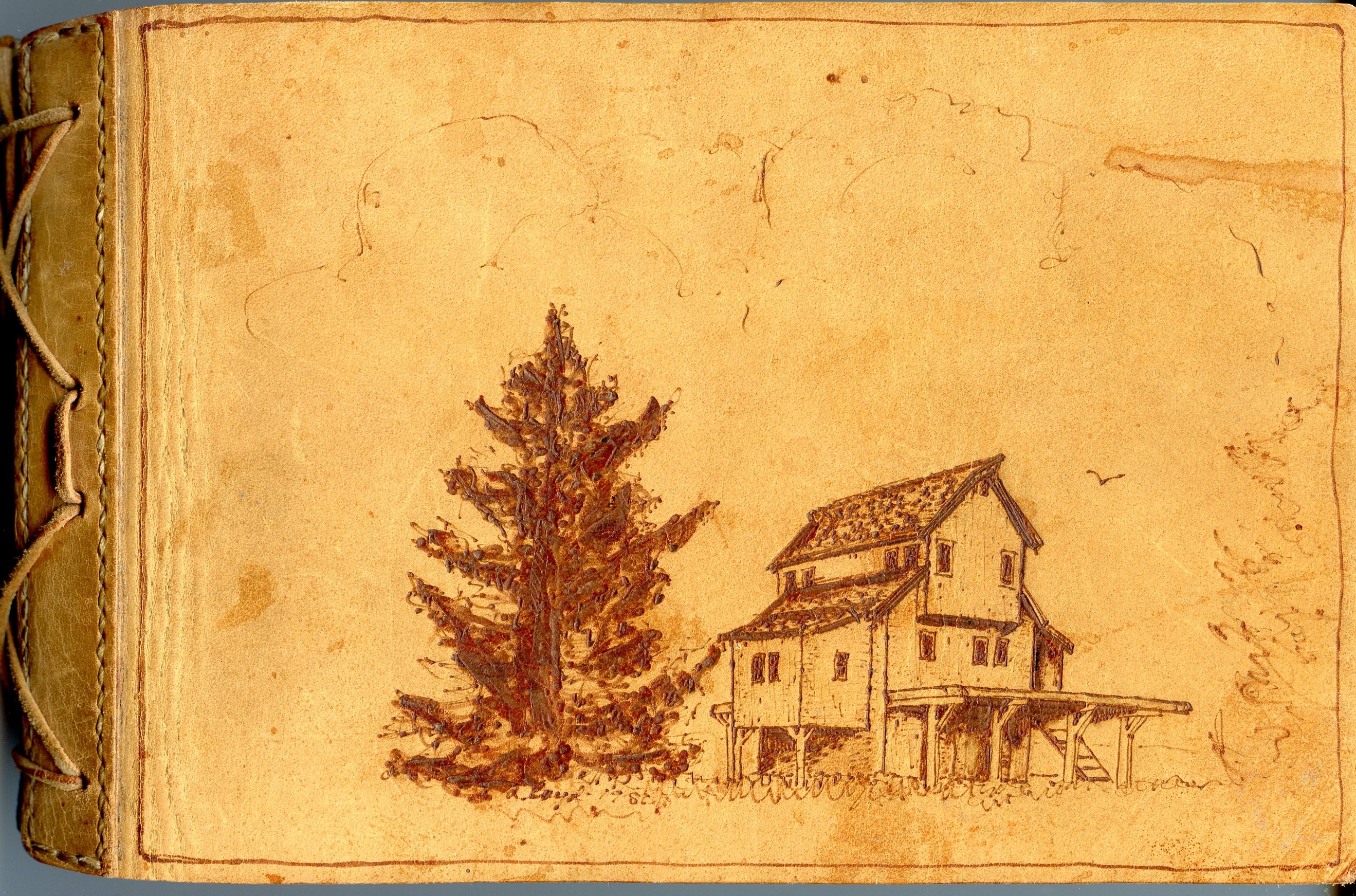 House Image on Leather Bound Book by Nancy Lloyd