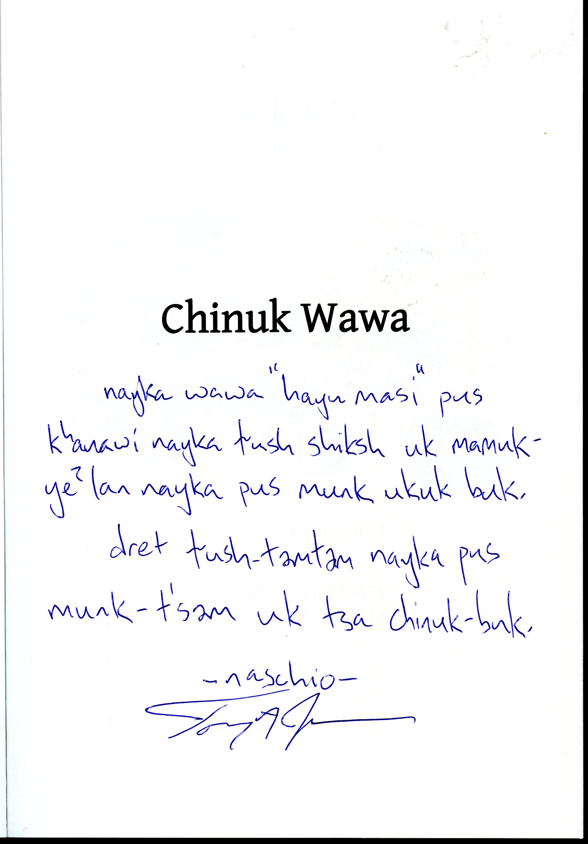 Inscription by Tony Johnson
