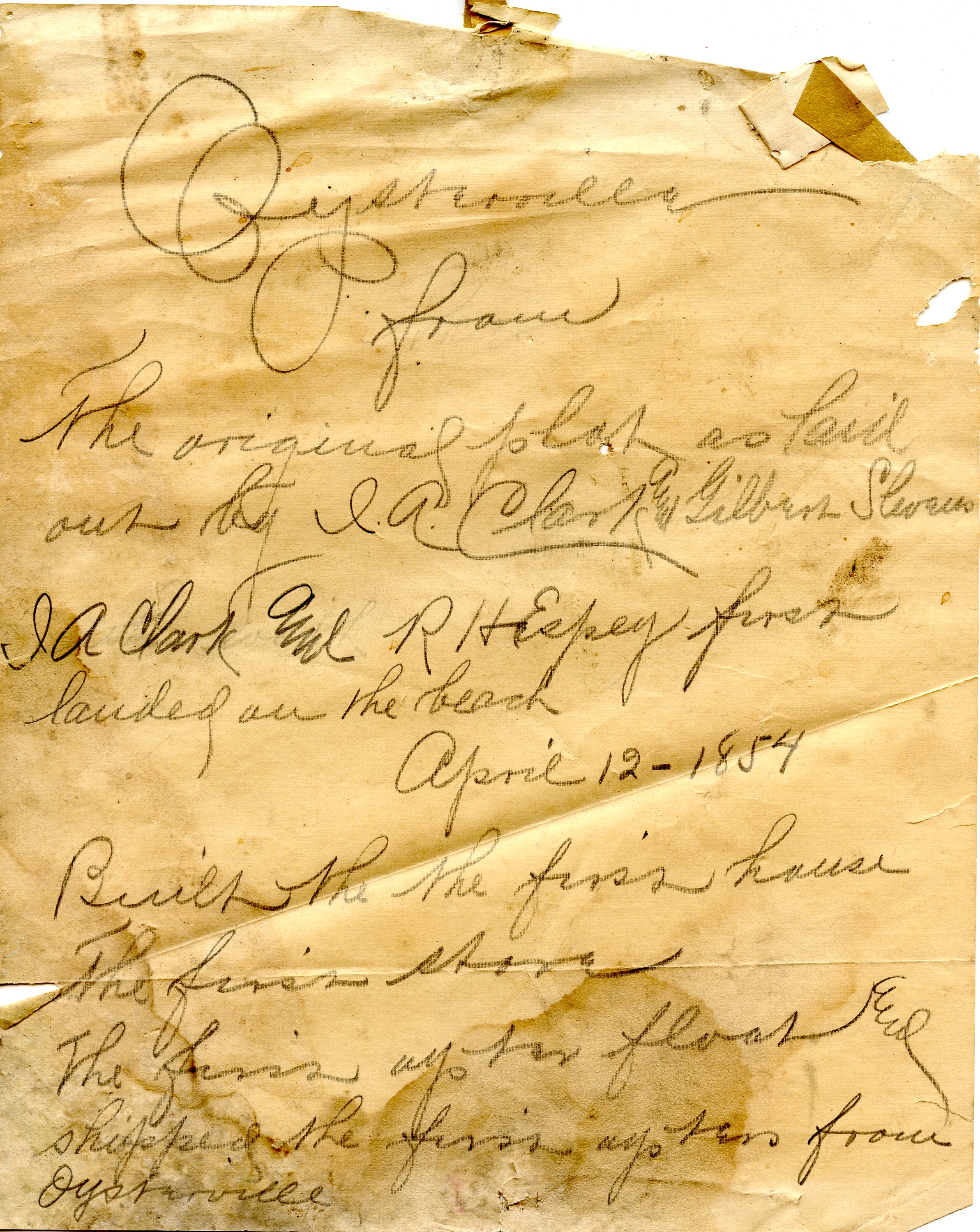 Note Attached to W.T. Blueprint